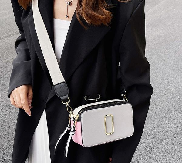 

the snapssmall camera style bag leather designer bags dual zip closure crossbody women removable and adjustable webbing strap shoulder bag p