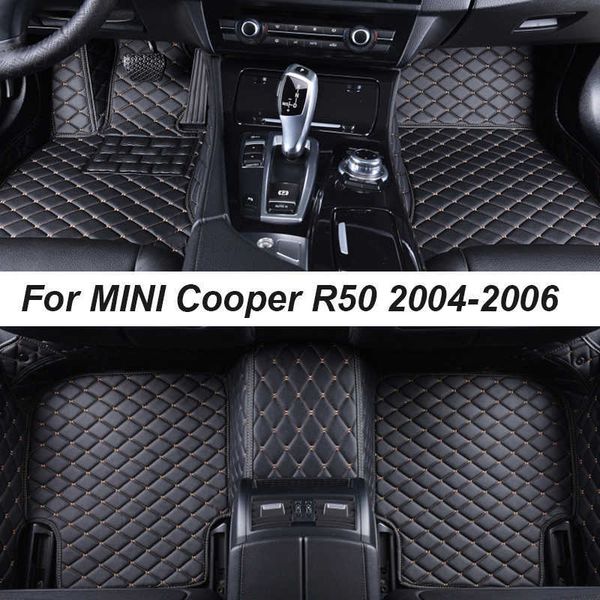 

car floor mats for mini cooper r50 2004-2006 dropshipping center interior accessories 100% fit leather carpets rugs foot pads r230307