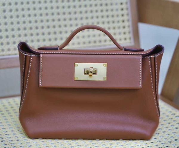 

certified products h 2424 advanced handbag 2023 new h family 2424mini kaili handmade waxed cow leather dumplings portable for women
