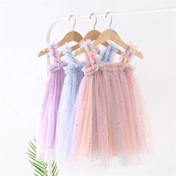 

girl's dresses toddler girl tutu dresses sequins rainbow princess cute dress 1-5 years baby mesh princess summer vestidos sweet kids sl, Red;yellow