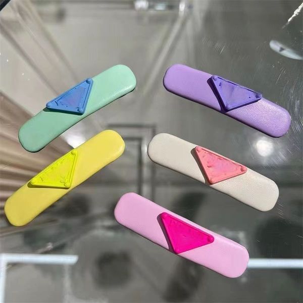 

5 colors luxury ladies fashion triangle brand letter designer fashion hairpin fashion hairpin, Golden;silver