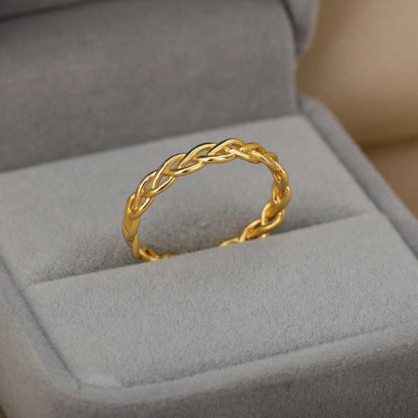 

band rings vintage twist shape hollow out couple rings for women men wedding gift cuban chain ring exquisite jewelry dropshipping wholesale, Silver