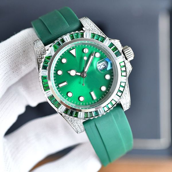 

waterproof watch men automatic watches rubber strap stainless green mens mechanical montre de luxe wristwatch, Slivery;brown