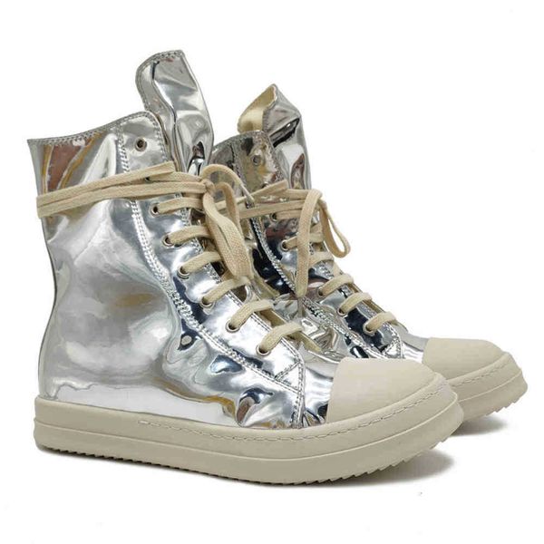 

luxury 2023 rick designer ro boots shoes owens men's high milk fragrance thick bottom large leisure sports paint leather shoes four se, Black
