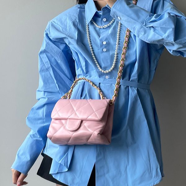 

luxury designer puff lambskin bags with bracelet chain handle tote suitcase ghw crossbody shoulder purse 4 colors outdoor handbags clutch wa