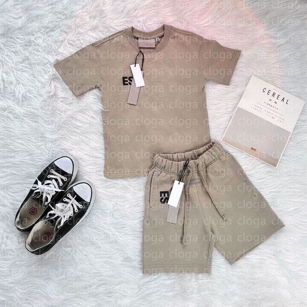 

kids clothes ess baby sets outdoor tee t-shirt boys girls short pants set childrens summer short sleeve suit size 130-160 a9aj#, White
