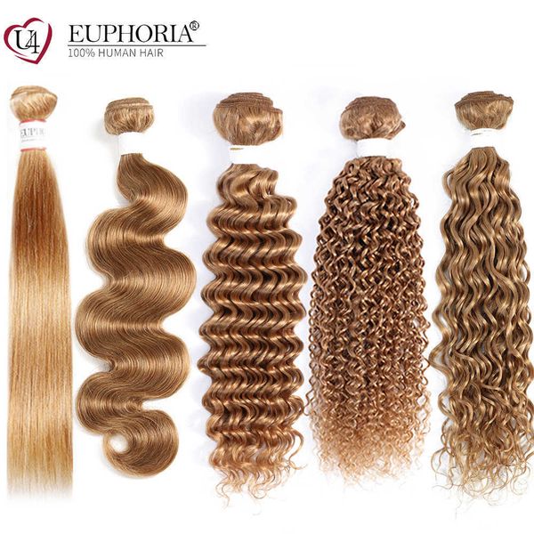 

wig caps brazilian straight remy hair bundles 1 piece blonde 27 brown color curly remy human hair weaving bundles extensions euphoria j23030, Black;brown
