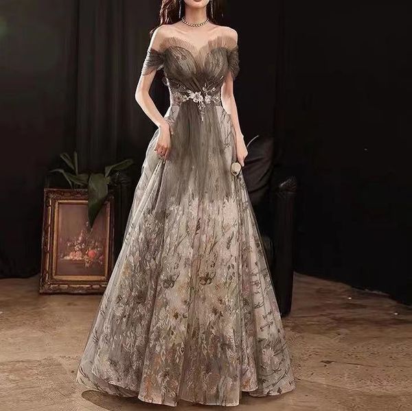 

gray evening dresses strapless lace appliques floral print off shoulder beaded backless elegant party prom homecoming gowns 2023, Black;red