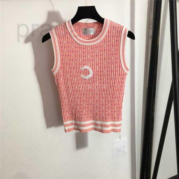

women's t-shirt designer 2022 slim tee knits with letter pattern girls milan runway crop shirt high end crew neck sleeveless 60c1, White