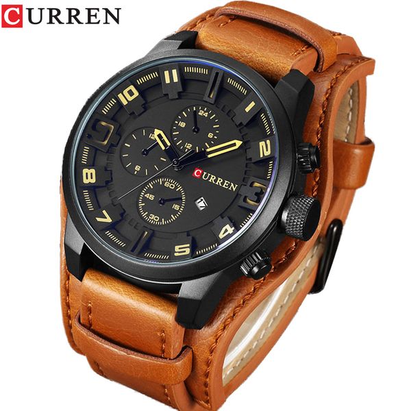 

wristwatches curren mens watches brand luxury fashion casual business quartz watch date waterproof wristwatch hodinky relogio masculino 2303, Slivery;brown