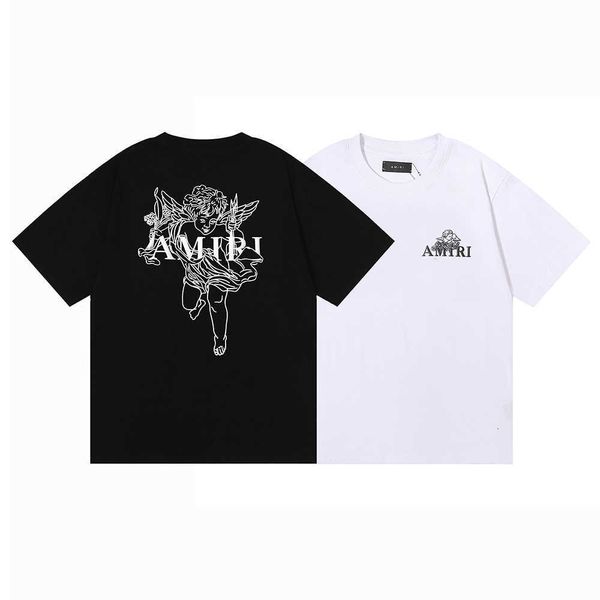 

t-shirts amnri tee men women cotton leisure designer fashion brand simple men's short sleeve high street angel steel fork printing le, White;black