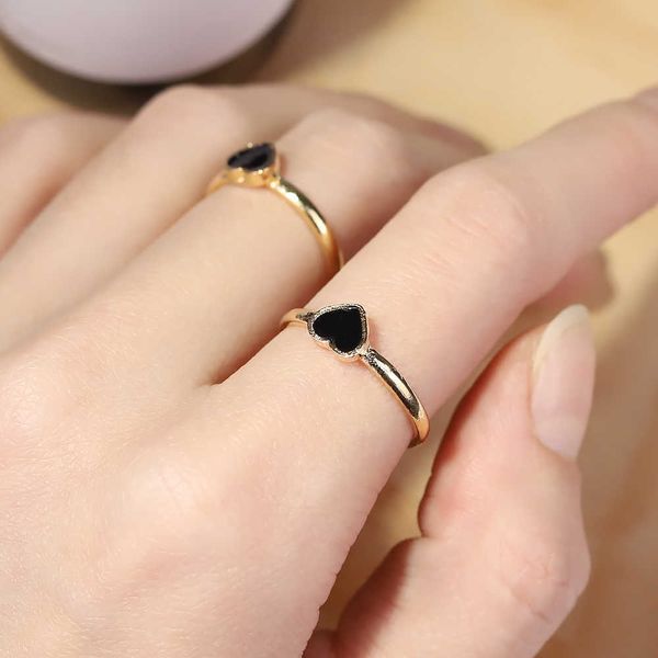 

band rings titanium steel rose gold punk hypoallergenic heart stainless steel ring black love women girls wedding hip-hop jewelry gift aa230, Silver