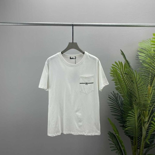 

t-shirts amnri tee men women cotton leisure designer fashion brand simple summer pocket stripe letter print men's casual round neck s, White;black