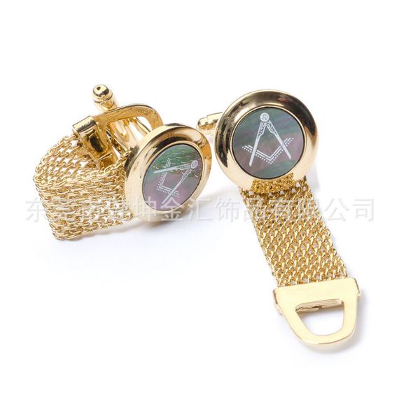 

cuff links mason pearl shell chain links black seashell ason masonic jewelry wholesale retail 230307, Silver
