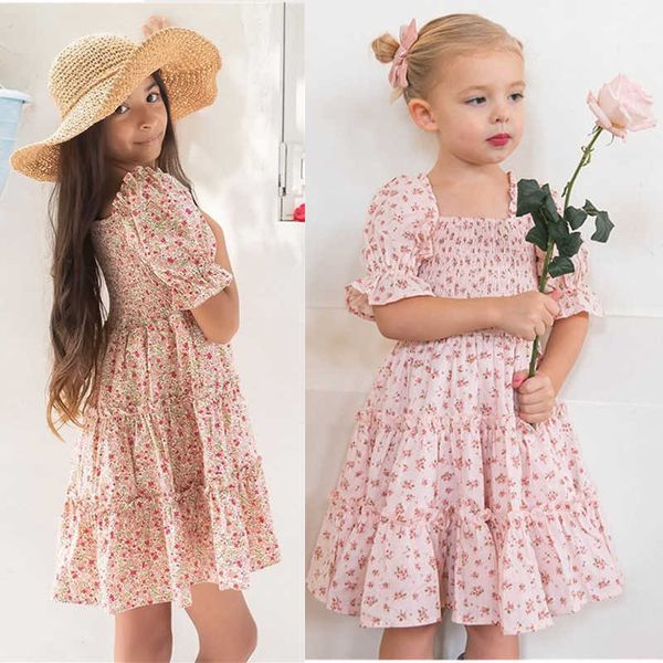 

girl's dresses summer new girls pink floral midi dress little girl smock pink princess clothes kids dresses for girls children soft cas, Red;yellow