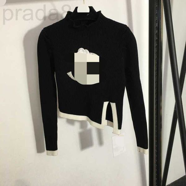 

women's sweaters designer 1112 l 2022 milan runway autumn womens sweater long sleeve crew neck white beads shang mdu9, White;black