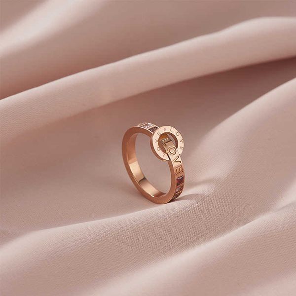 

band rings 2021 new titanium steel roman numeral rose gold zircon rings for woman korean fashion jewelry wedding party girls' luxury ri, Silver