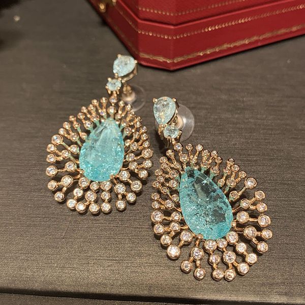 

ear cuff bilincolor fashion light blue ice broken cubic zirconia trendy earring for women bridal dinner party 230306, Silver