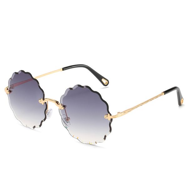 

rimless sunglasses ladies cut edge sunglasses women flower sunglasses color ocean sheet sunshade glasses, White;black