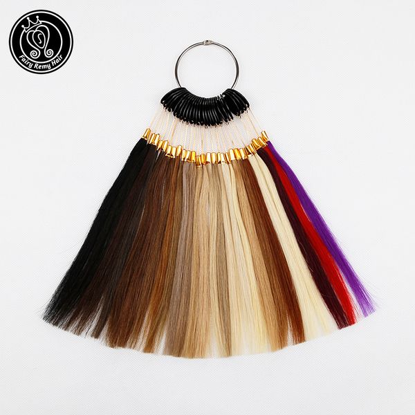 

microbeads fairy remy hair 100% remy human hair color rings/ colour charts 26 colors available can be dyed for salon sample 230307, Black