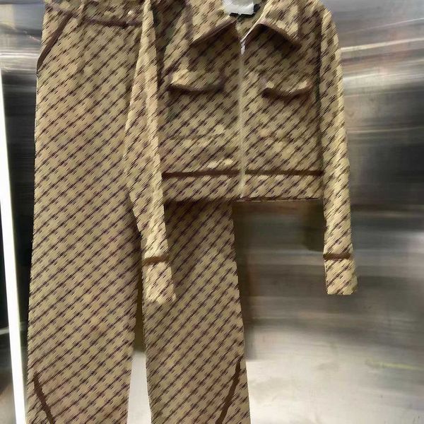 

22ss designer brand women jacket trousers set new style classic alphabet jacquard fashion suit womens clothing, White