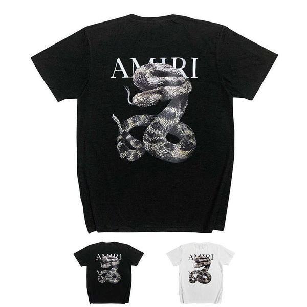 

t-shirts amnri tee men women cotton leisure designer fashion brand simple short sleeve viper letter print 200g casual hip hop high st, White;black