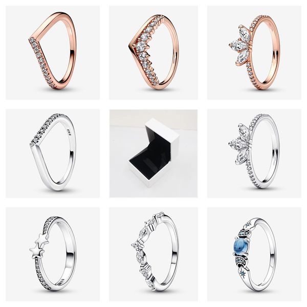 

designer rings women with original box s925 sterling silver for pandora princess wish birthday gift christmas cz diamond wedding birthday gi, Slivery;golden