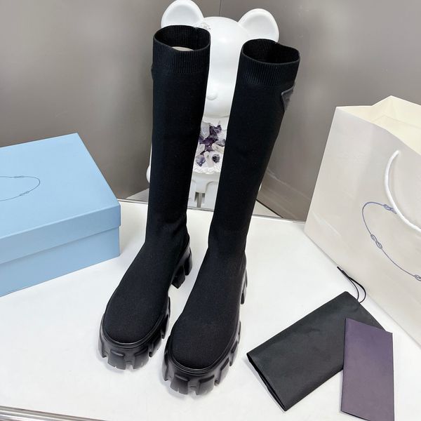 

2023 new socks shoe designer women's coach socks long boots knitted women's 1.0 walking black lace 35-40