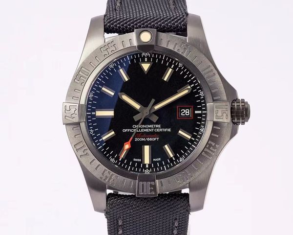 

designer watch men's watch men's 45mm automatic mechanical sports watch black titanium case dark blue surface with luminous intens, Slivery;brown