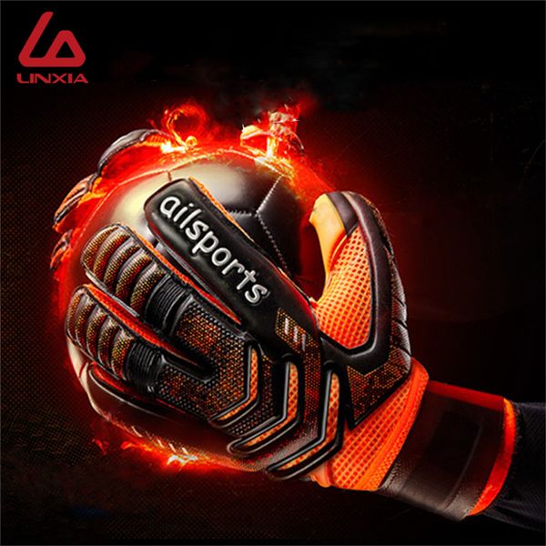 

sports gloves men professional soccer goalkeeper finger protection goal thickened latex football for futbol futebol 230307, Black