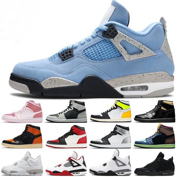 

jumpman 4 womens mens basketball shoes 4s university blue royal black cat military white classic retro cement union sail fire red guava ice, White;red