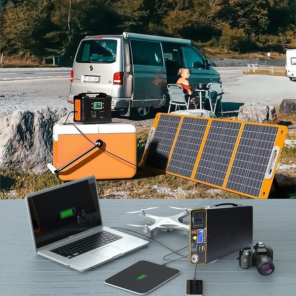 

sunpower portable solar panel with type-c usb ports 100w 18v solar charger outdoor emergency backup power bank for camping iphone gopro ipad