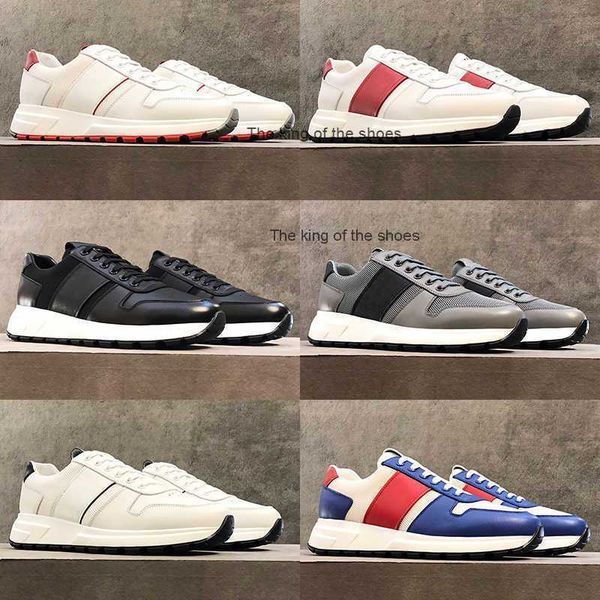 

men prax 01 sneakers leather platform shoes black red blue screen-printed technical fabric trainers mesh eyelets casual shoe 296