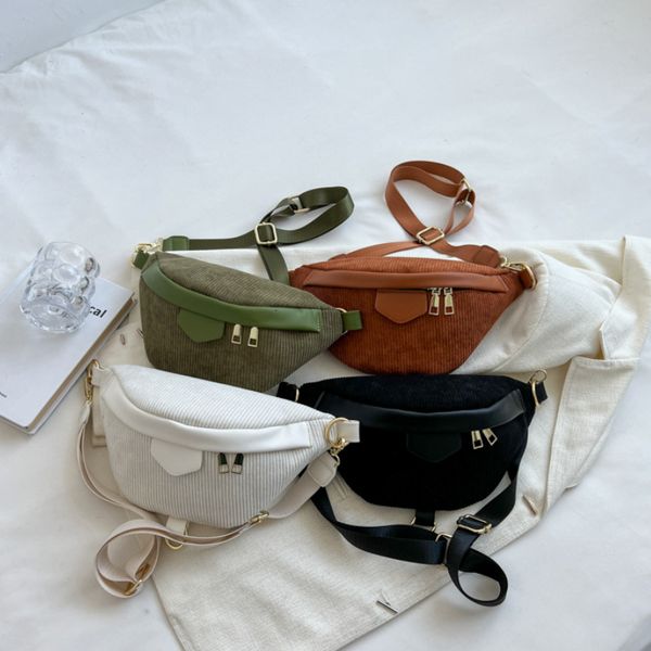 

waist bags winte corduroy fanny pack and phone pack fashion ladies shoulder crossbody chest bags lady waist bag clutch fanny pack 230307