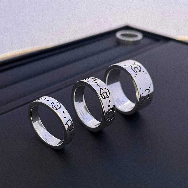 

2023 new luxury fashion jewelry for silver flower and bird you elf spirit skull couple pair simple ring