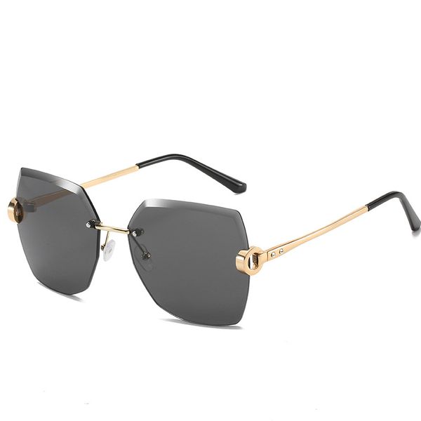 

designer sunglasses mens sunglasses frameless crystal trimming polygonal lens uv resistant sunglasses for women's retro trendy sunglass, White;black