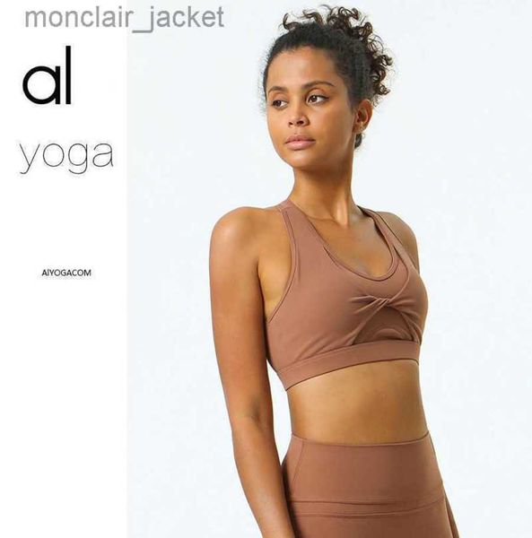 

designer brand tank alos yoga spring and summer new brushed sports bra high strength gather yoga sports bra fitness vest, White
