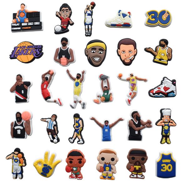 

anime charms wholesale childhood memories basketball team sports funny gift cartoon charms shoe accessories pvc decoration buckle soft rubbe, Blue