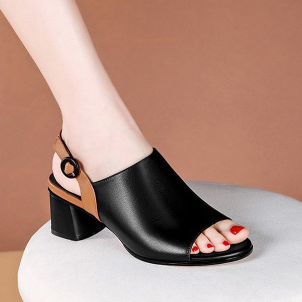 

sandals summer women sandals mixed colors high heels peep toe dress shoes pumps back strap ladies shoes roma sandalias mujer 230307, Black