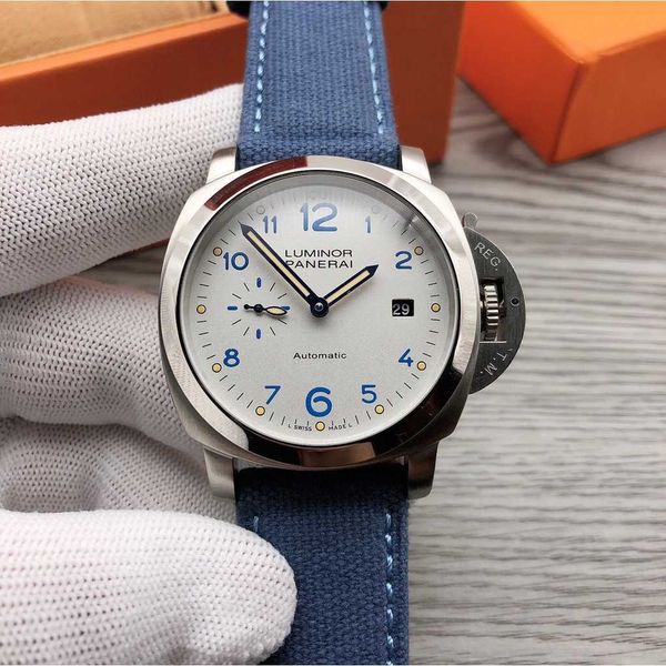 

luxury mechanical watch panaral_ sapphire mirror swiss automatic movement size 44mm imported cowhide strap 8avl, Slivery;brown