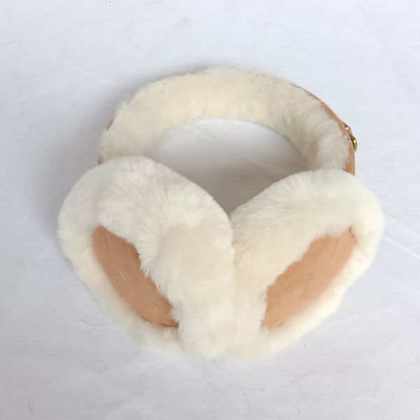 

ear muffs winter women real wool fur muff fashion warm genuine leather cap female warmer 230307, Blue;gray