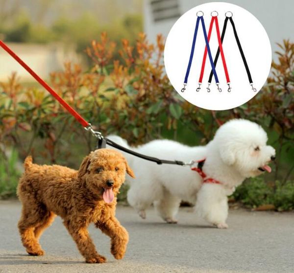 

designer dog durable dog double walking leashes couple puppy dog 2 way collar leash pet traction lead rope belt for dog pet accessories