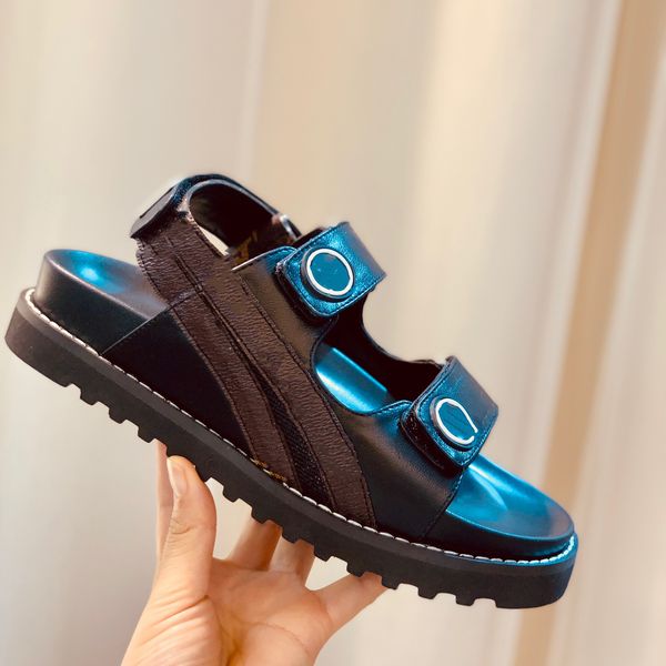 

casual shoes 2022 luxury leather sandals women slipper men slides sandal womens casual shoes 35-42 with box, Black