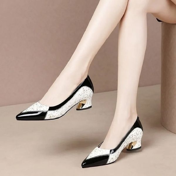 

dress shoes women fashion classic pu leather slip on pumps lady casual sweet comfort summer shoes sapatilha feminina e5993 230307, Black