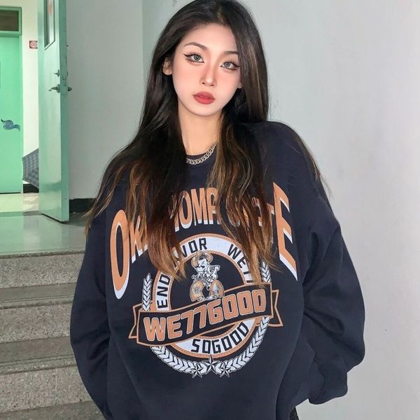 

women's hoodies sweatshirts deeptown vintage women sweatshirts harajuku graphic grunge streetwear y2k korean fashion pullovers female, Black