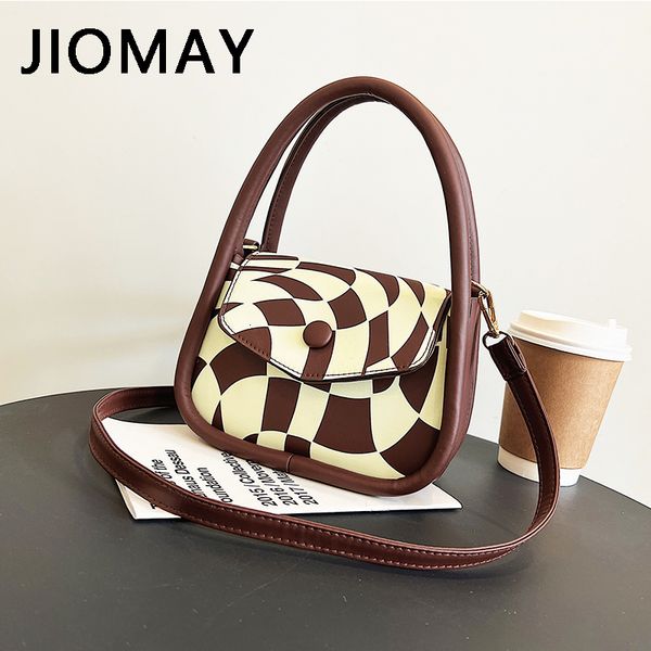 

evening bags jiomay small handbag for women fashion pu leather shoulder bags ladies casual twisted plaid printing flap bag 230307