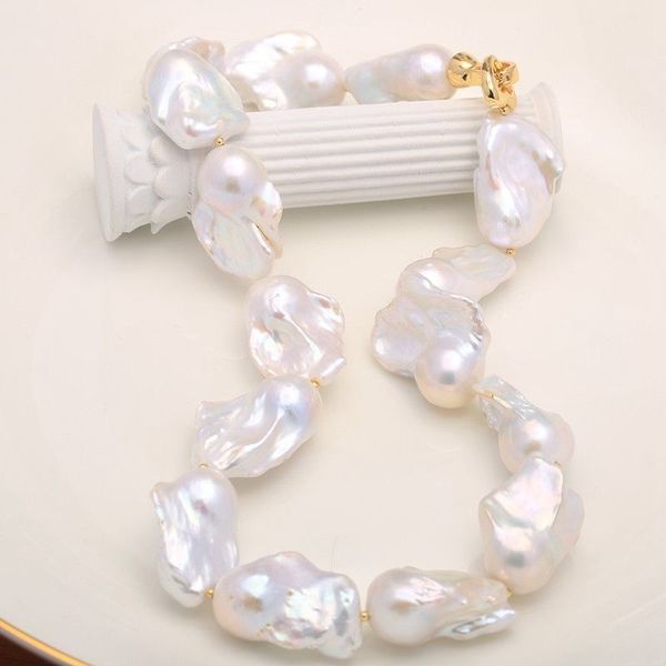 

fashion accnecklace pure natural bright baroque pearl necklace chain diy custom necklace retro, Silver