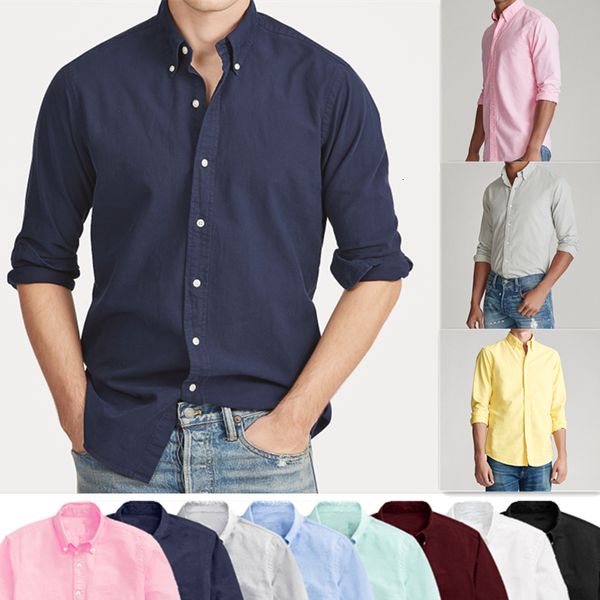 

men's casual shirts spring autumn small horse men long sleeve 100 cotton oxford shirt masculina camisa classic style 230306, White;black