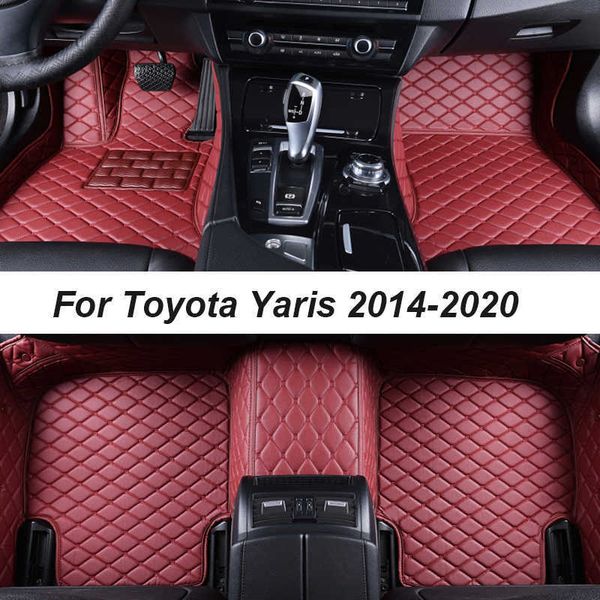 

car floor mats for toyota yaris 2014-2020 dropshipping auto center interior accessories 100% fit leather carpets rugs foot pads r230307