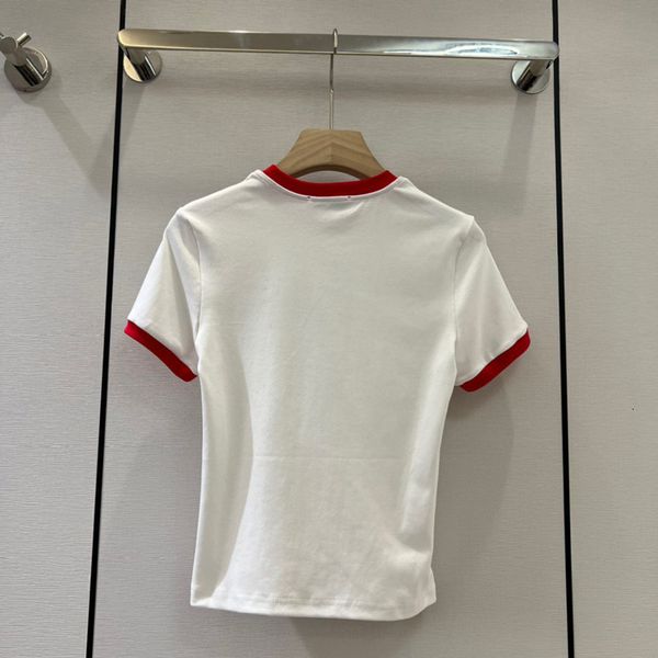 

women's tshirt highquality tshirt's casual simple and versatile small contrast slim shortsleeved tshirt 230306, White